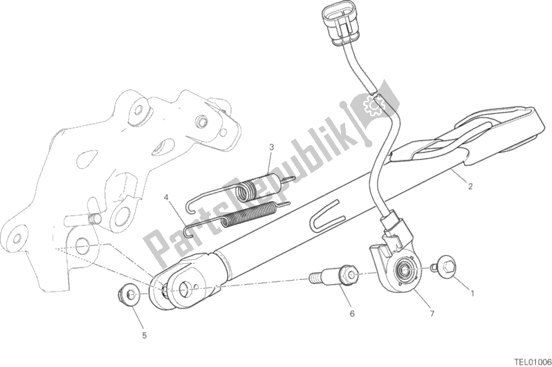 Tutte le parti per il Cavalletto Laterale del Ducati Multistrada 950 S SW Brasil 2020